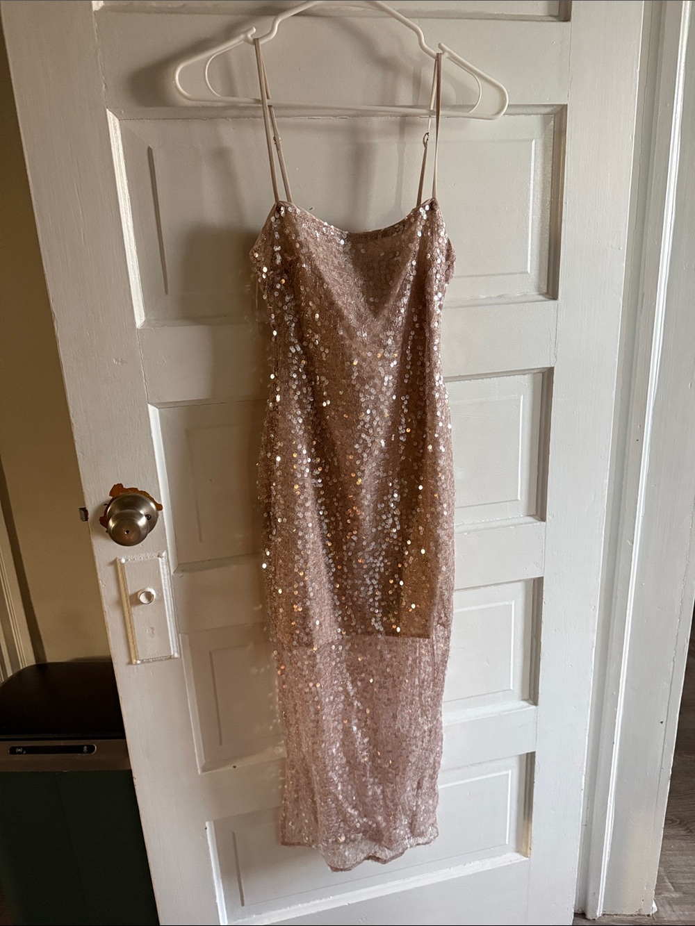Astr Blush Sequin Slip Midi Dress